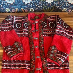 Nordstrikk red wool cardigan